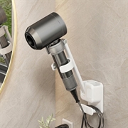 Justerbar håndfri hårtørrerholder - hvid