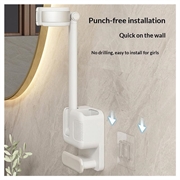 Justerbar håndfri hårtørrerholder - hvid