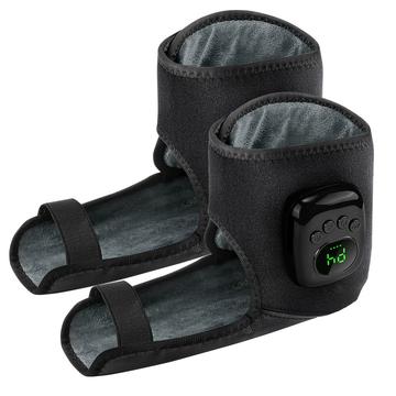 Luftkompressions-ankelmassager med varme - 4 niveauer, 3 varmeindstillinger og NTC-styring - 2 stk. - Sort