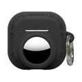AirPods 5/4/AirTag 2-i-1 silikoneetui med karabinhage – sort