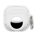 AirPods 5/4/AirTag 2-i-1 silikoneetui med karabinhage – hvid