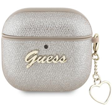 AirPods 4 Guess Metallic Script Charm-etui - Guld