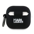 AirPods 4 Karl Lagerfeld Choupette Head 3D silikoneetui - Sort