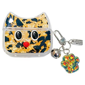 AirPods 4 TPU-etui med tegneseriekattemotiv i leopardmønster - gul