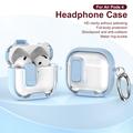 AirPods 4 beskyttende hybrid-etui med lås og krog - lyseblå / gennemsigtig