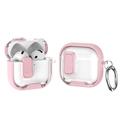 AirPods 4 beskyttende hybrid-etui med lås og krog - pink / gennemsigtig