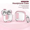AirPods 4 beskyttende hybrid-etui med lås og krog - pink / gennemsigtig