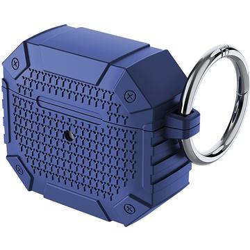 AirPods 4 TPU stødsikkert forstærket etui - militær beskyttelse med karabinhage - blå