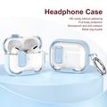 AirPods Pro 2 beskyttende hybrid-etui med lås og krog - lyseblå / gennemsigtig