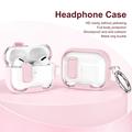 AirPods Pro 2 beskyttende hybrid-etui med lås og krog - pink / gennemsigtig