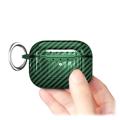 AirPods Pro 2 TPU Cover med Karabinhage - Karbonfiber - Grøn