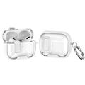 AirPods Pro beskyttende hybrid-etui med lås og krog - hvid / gennemsigtig