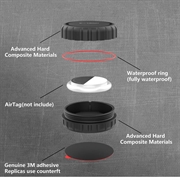 Apple AirTag 1/2 Tech-Protect vandtæt etui med drejelås og 3M klæbende montering - sort