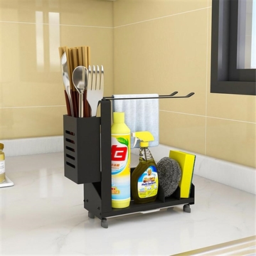 Hylde med stativ og holder i aluminium til køkken / væg