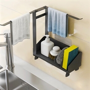 Hylde med stativ og holder i aluminium til køkken / væg