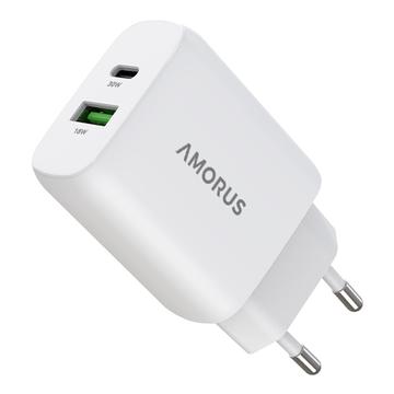 Amorus 30W GaN hurtig vægoplader - hvid