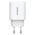 Amorus 30W GaN hurtig vægoplader - hvid