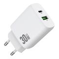 Amorus 30W GaN hurtig vægoplader - hvid