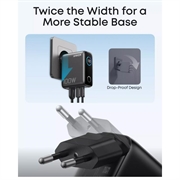 Anker 100W GaN-vægoplader med smart display - grå