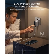 Anker 100W GaN-vægoplader med smart display - sølv