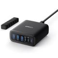 Anker 112W Desktop oplader - 3x USB-A, 3x USB-C - Sort
