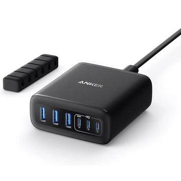 Anker 112W Desktop oplader - 3x USB-A, 3x USB-C - Sort