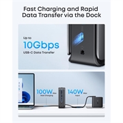 Anker 13-i-1 multifunktionel hub - 2x USB-C, 3x USB-A, 100W Power Delivery - grå
