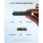 Anker 13-i-1 multifunktionel hub - 2x USB-C, 3x USB-A, 100W Power Delivery - grå