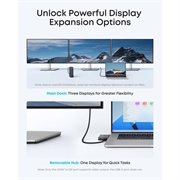 Anker 13-i-1 multifunktionel hub - 2x USB-C, 3x USB-A, 100W Power Delivery - grå