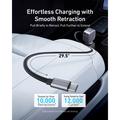 Anker Nano 75W billader med udtrækkeligt USB-C-kabel og USB-C-port - grå