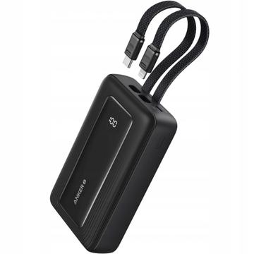 Anker PowerCore 10000mAh Powerbank med integrerede USB-C- og Lightning-kabler - 30W - Sort