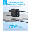 Anker Zolo 70W GaN-vægoplader - 3x USB-C, 1x USB-A - Sort