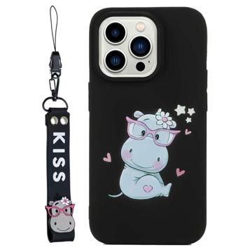 Kiss-serien iPhone 14 Pro Max TPU Cover med Rem - Flodhest