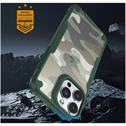 iPhone 15 Pro Anti-Shock Hybrid Cover - Camouflage - Grøn