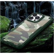 iPhone 15 Pro Anti-Shock Hybrid Cover - Camouflage - Grøn
