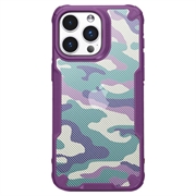 iPhone 15 Pro Max Anti-Shock Hybrid Cover - Camouflage - Lilla
