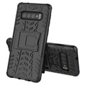 Anti-Slip Samsung Galaxy S10+ Hybrid Cover med Stand - Sort