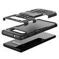 Anti-Slip Samsung Galaxy S10+ Hybrid Cover med Stand - Sort