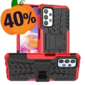 Skridsikkert Samsung Galaxy A23 Hybrid Cover med Stativ - Rød / Sort