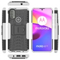 Anti-Slip Motorola Moto E20/E30/E40 Hybrid Cover med Stand - Hvid / Sort