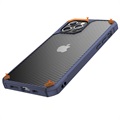 Anti-Shock iPhone 14 Pro Max Hybrid Cover - Karbonfiber - Blå
