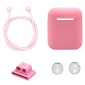 4-in-1 Apple AirPods / AirPods 2 Silicone Tilbehør Sæt - Pink
