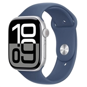 Apple Watch 10 GPS MWWL3QN/A - Aluminium, Denim-sportsbånd, S/M, 46mm - Sølv