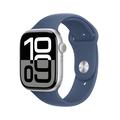 Apple Watch 10 GPS MWWL3QN/A - Aluminium, Denim-sportsbånd, S/M, 46mm - Sølv
