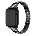 Apple Watch (38/40/SE/41/42mm) Diamant Stål Dame Urrem - sort