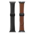 Apple Watch (42/44/SE/45/46/49mm) Dux Ducis YA M-Buckle Ægte Læder Rem - sort