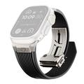 Apple Watch (42/44/SE/45/46/49mm) silikonearmbånd med lodrette linjer og titanium-stik - sort