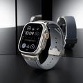 Apple Watch (42/44/SE/45/46/49mm) silikonearmbånd med lodrette linjer og titanium-stik - grå