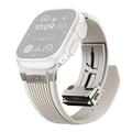 Apple Watch (42/44/SE/45/46/49mm) silikonearmbånd med lodrette striber og titanium-stik - Stjernelys