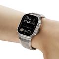 Apple Watch (42/44/SE/45/46/49mm) silikonearmbånd med lodrette striber og titanium-stik - Stjernelys